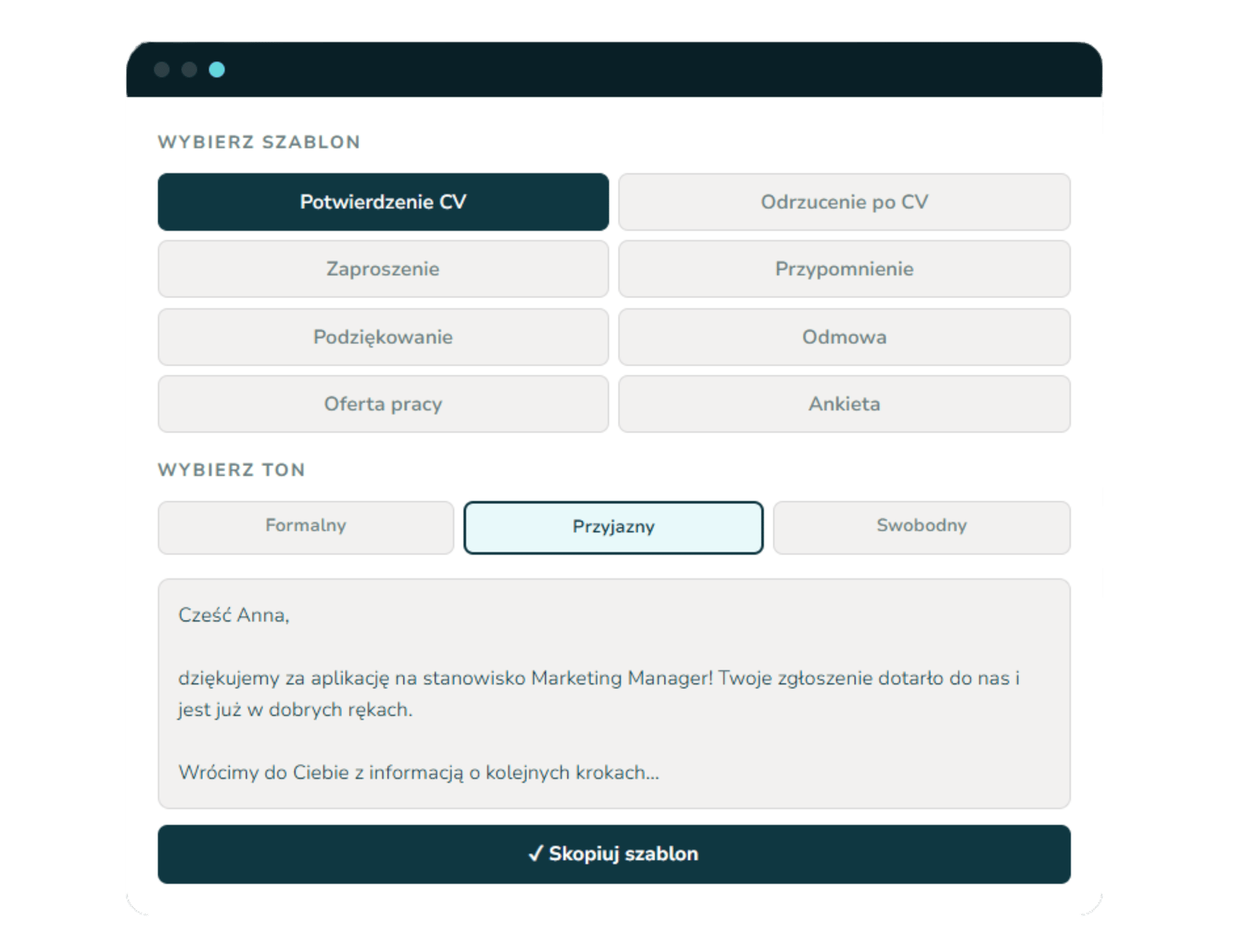 Konfigurator szablonow wiadomosci mockup Konfigurator szablonow wiadomosci mockup